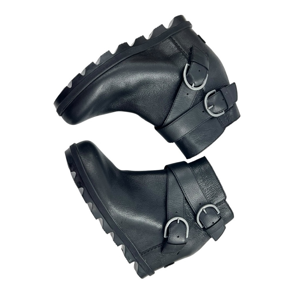 Sorel Women's Black Leather Joan of Arctic Wedge II Buckle Boot Preowned - Picture 11 of 13